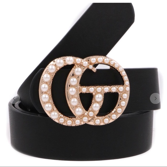 Cream Pearl vegan double ring buckle belt - Picture 3 of 3